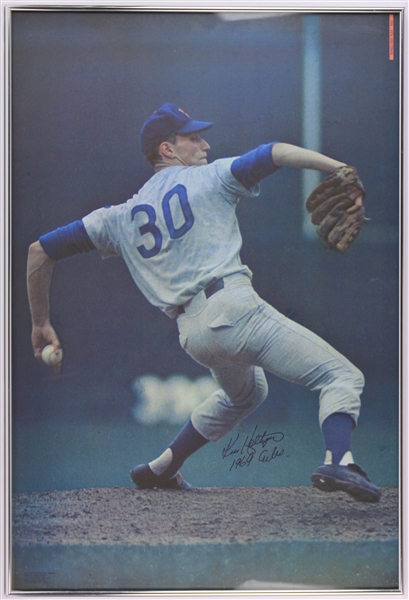 1970 Ken Holtzman Chicago Cubs Signed 24" x 36" Framed Poster (JSA)