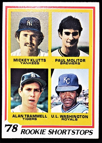 1978 Paul Molitor Alan Trammell Brewers/Tigers Topps Rookie Baseball Trading Card