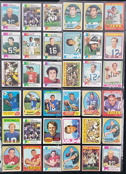 1960s-1970s Topps Football Trading Cards Including John Unitas, Ken Stabler, Bart Starr & more (Lot of 200+)