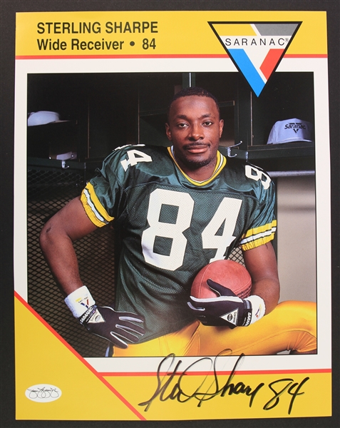 1990s Sterling Sharpe Green Bay Packers Signed 8" X 10" Saranac Sponsor Photo (*JSA*)