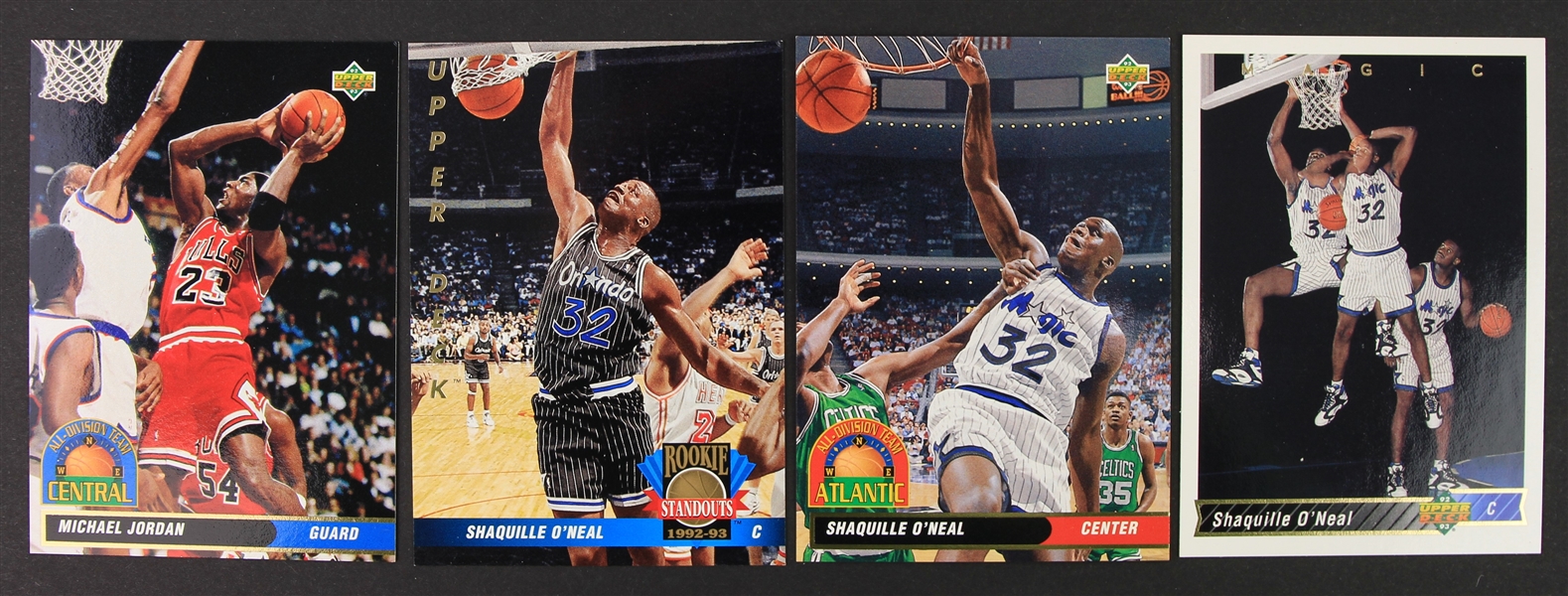 1992-93 Shaquille ONeal Michael Jordan Magic/Bulls Upper Deck Basketball Trading Cards - Lot of 4