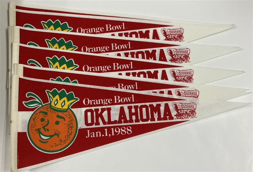 1988 Oklahoma Orange Bowl 29" Pennants (Lot of 17)