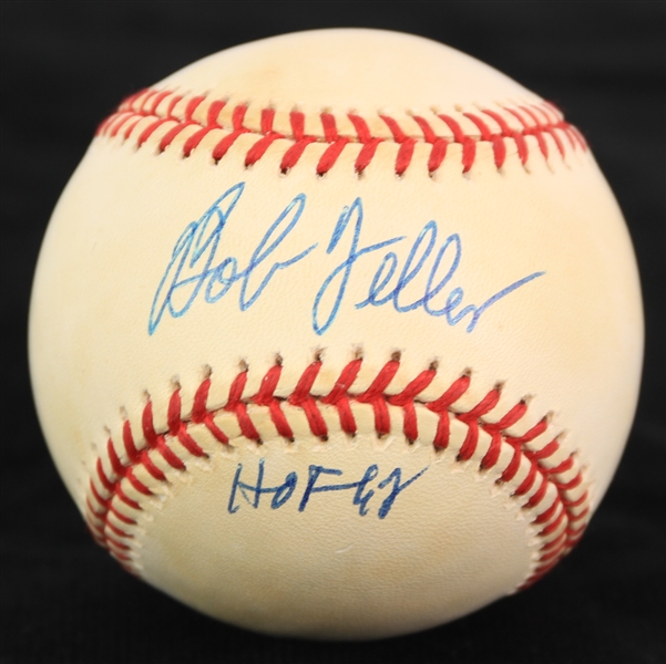 1995-99 Bob Feller Cleveland Indians Signed OAL Budig Baseball (JSA)