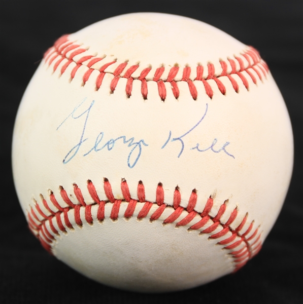 1985-89 George Kell Detroit Tigers Signed OAL Brown Baseball (JSA)