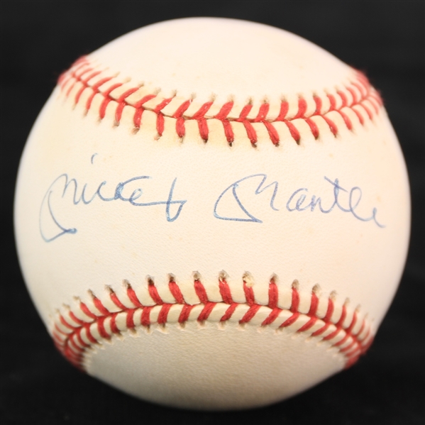 1993-94 Mickey Mantle New York Yankees Signed OAL Brown Baseball (JSA)