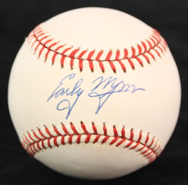1990-92 Early Wynn Cleveland Indians Signed OAL Brown Baseball (JSA)
