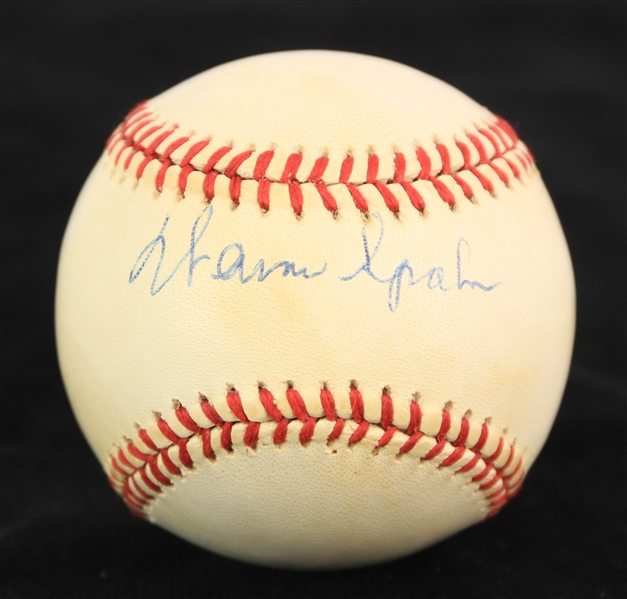 1989-90 Warren Spahn Milwaukee Braves Signed ONL White Baseball (JSA)