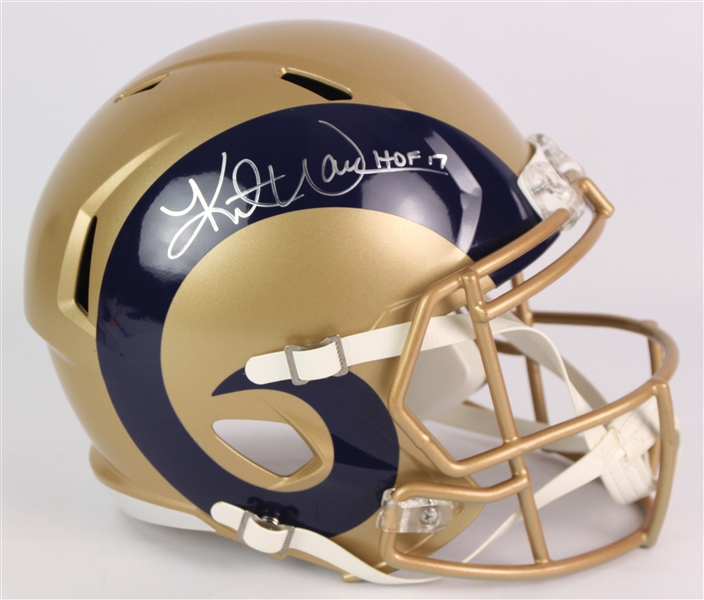 2017 Kurt Warner St. Louis Rams Signed Full Size Blaze Display Helmet (*JSA*)