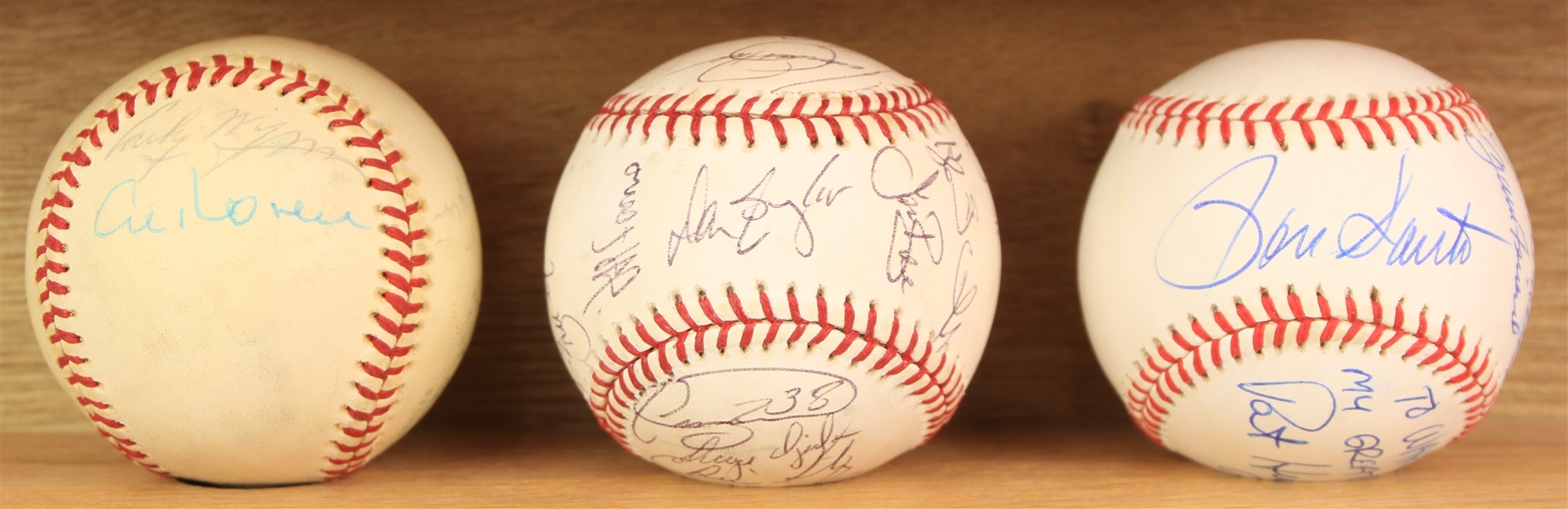 1970s-2000s Multi Signed Baseballs - Lot of 3 w/ Ernie Banks, Ron Santo, Early Wynn & More (JSA)
