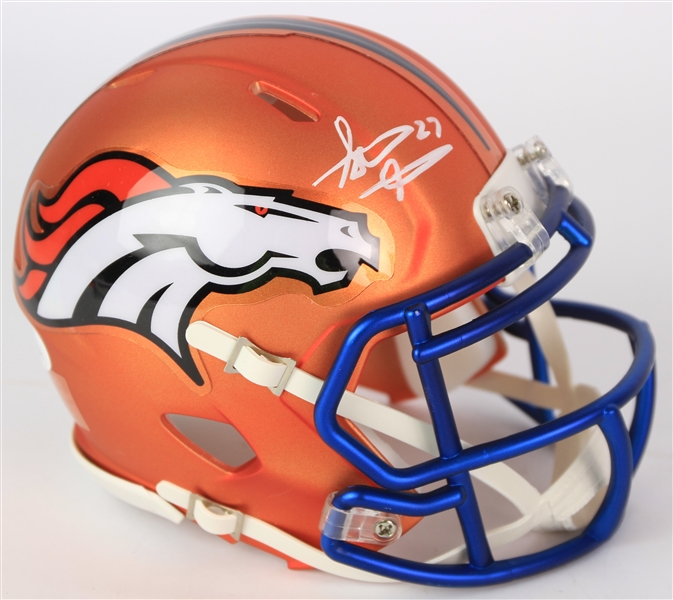 2017 Steve Atwater Denver Broncos Singed Blaze Mini Helmet (*JSA*)