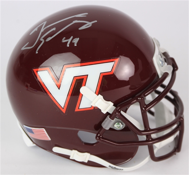 2018 Tremaine Edmunds Virginia Tech Hokies Signed Mini Helmet (Beckett)
