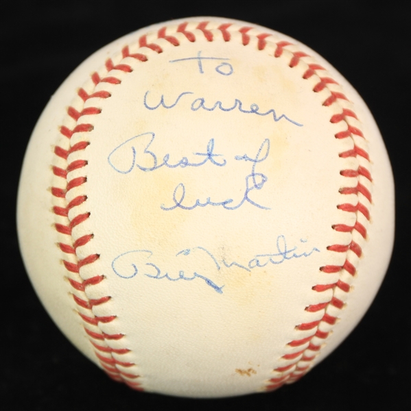 1971-72 Billy Martin Detroit Tigers Signed OAL Cronin Baseball (JSA)
