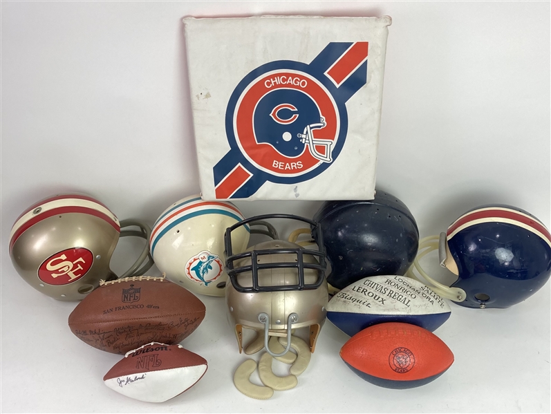 1950s-2000s Football Memorabilia Collection - Lot of 20 w/ Helmets, Pants, Jersey, Balls & More