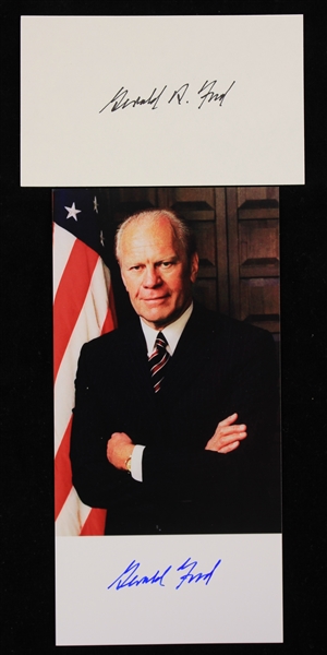 2000s Gerald Ford 38th President of the United States Signed Photo & Index Card - Lot of 2 (JSA)