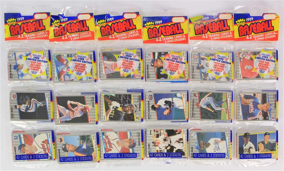 1989 Fleer Baseball Trading Cards Sealed Cello Packs - Lot of 6 w/ 252 Cards Total
