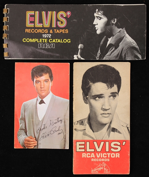 1960s-70s Elvis Presley King of Rock N Roll Memorabilia - Lot of 3 w/ Postcard & Record Guides