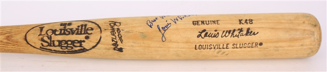 1986-89 Lou Whitaker Detroit Tigers Signed Louisville Slugger Professional Model Game Used Bat (MEARS A10/JSA)