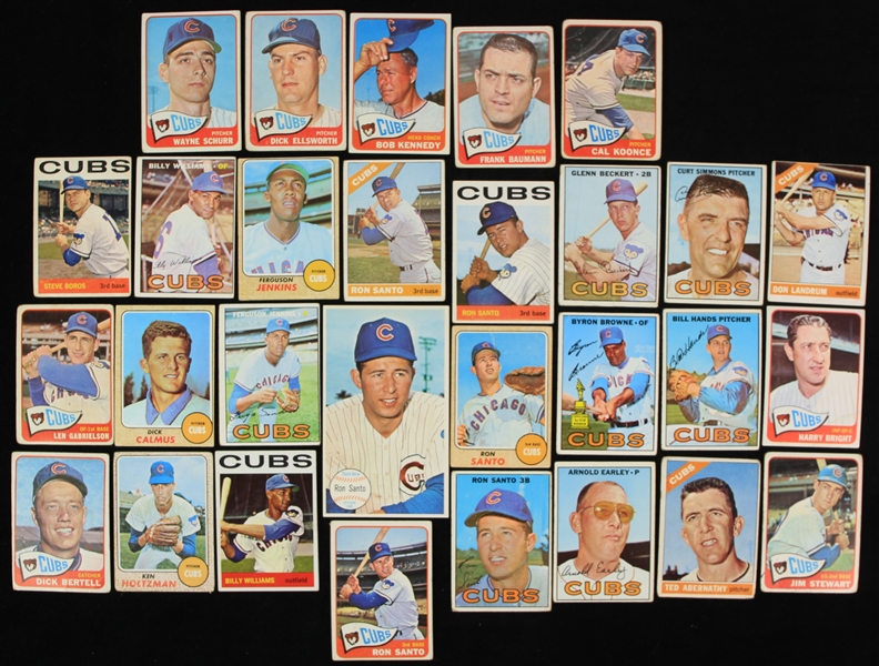 1960s Chicago Cubs Baseball Trading Cards - Lot of 29 w/ Ron Santo, Fergie Jenkins, Billy Williams & More