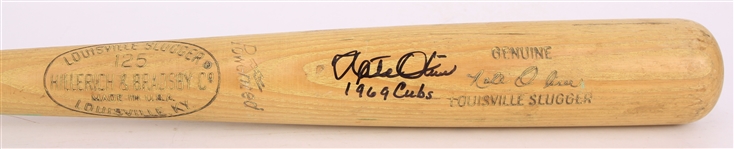 1965-68 Nate Oliver Dodgers/Giants Signed "1969 Cubs" H&B Louisville Slugger Professional Model Game Used Bat (MEARS A8/JSA)