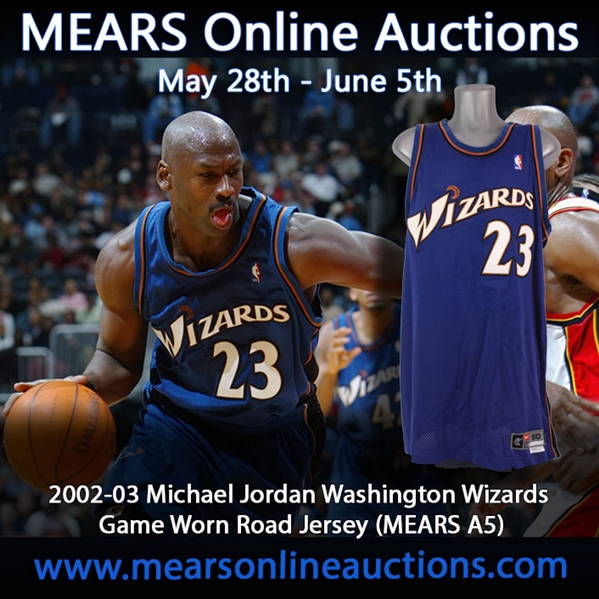 2002-03 Michael Jordan Washington Wizards Game Worn Road Jersey (MEARS A5)