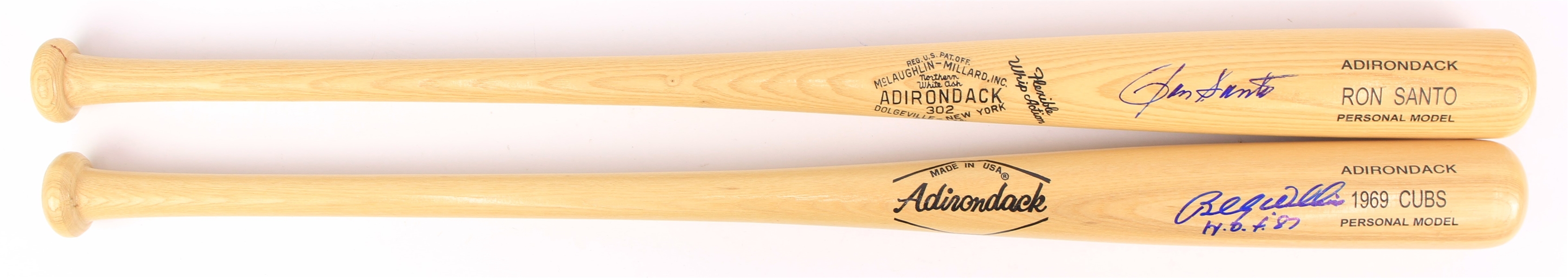 2000s Ron Santo Billy Williams Chicago Cubs Signed Adirondack Bats - Lot of 2 (JSA)
