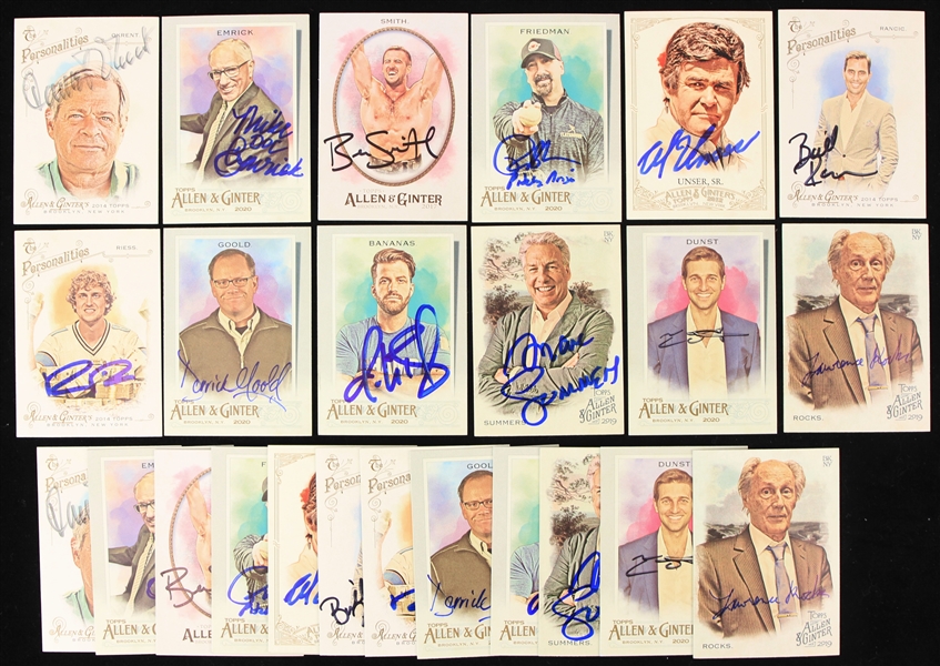 2012-20 Allen & Ginter Celebrity Signed Trading Cards - Lot of 24 w/ Johnny Bananas, Marc Summers, Al Unser Sr. & More (MEARS LOA)