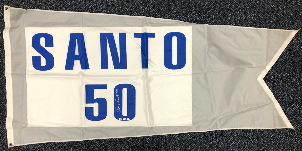 2010 Ron Santo Chicago Cubs Signed 35" x 70" Santo 50 Wrigley Field Stadium Flag (MEARS LOA/MLB Hologram/Steiner)