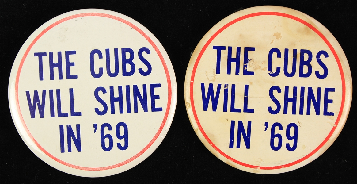 1969 Chicago Cubs 3.5" Cubs Will Shine In 69 Pinback Buttons