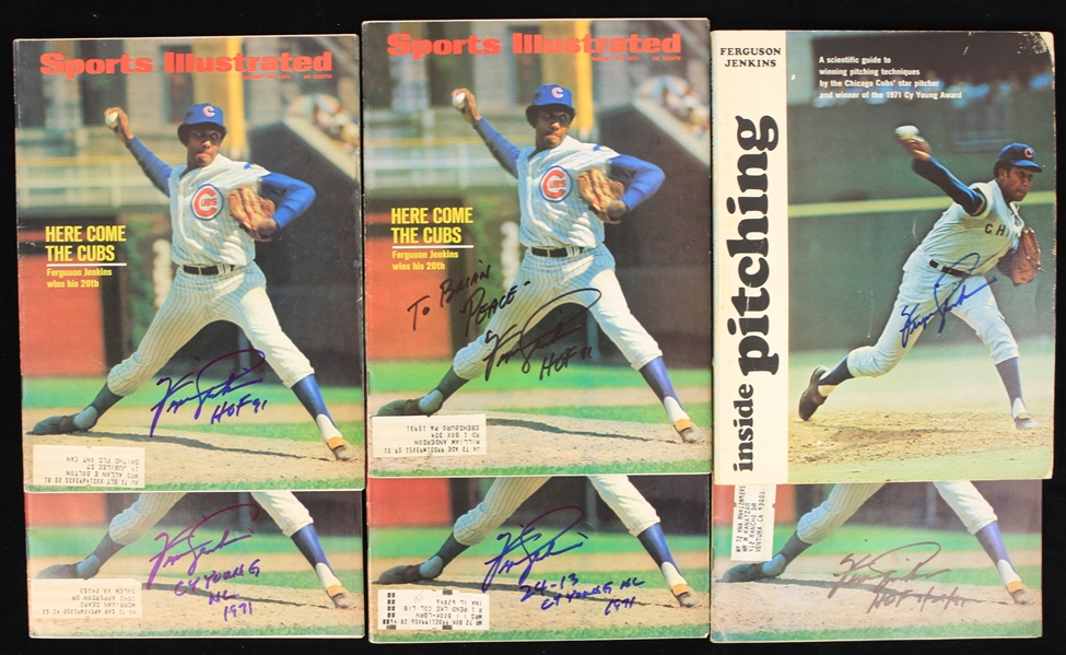 1970s-90s Fergie Jenkins Chicago Cubs Signed Publication Collection - Lot of 9 (JSA)