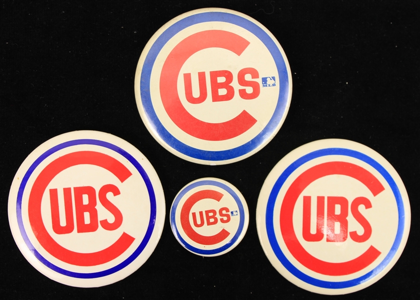 1960s-70s Chicago Cubs Pinback Button Collection - Lot of 4