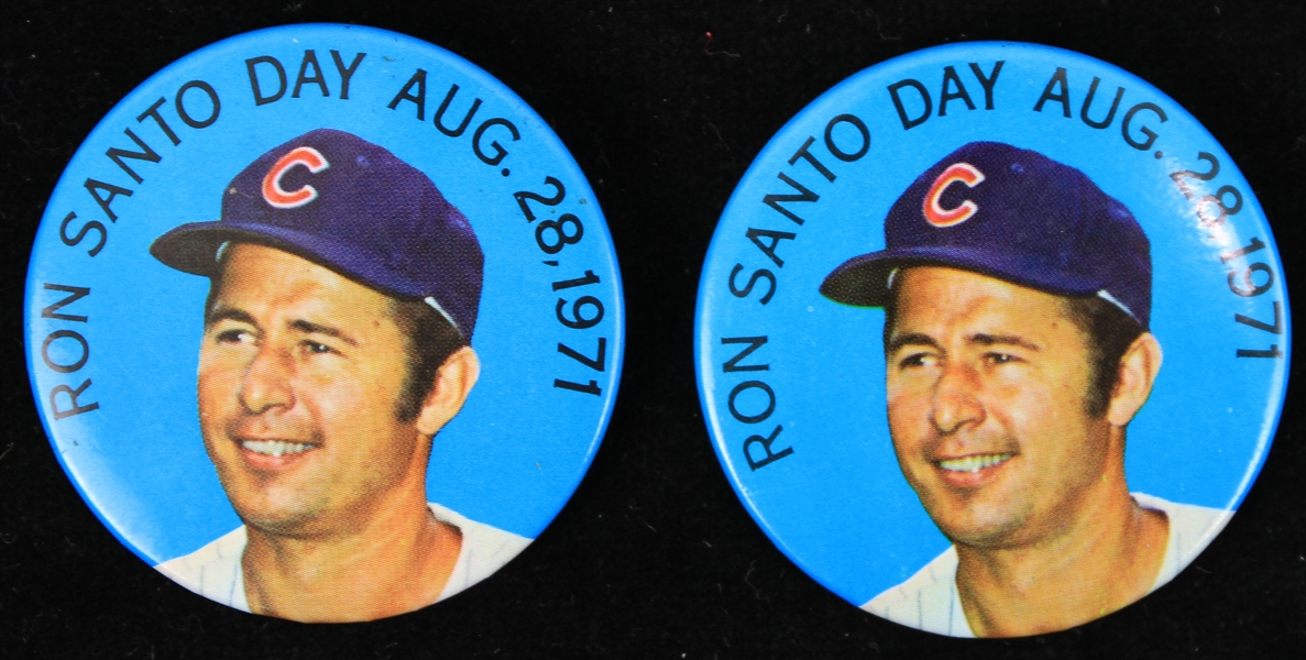 1971 Ron Santo Day Chicago Cubs 2.25" Pinback Buttons - Lot of 2 
