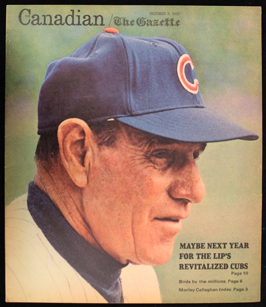 1967 RARE Leo Durocher Chicago Cubs The Canadian/The Gazette Newsprint Magazine