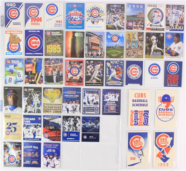 1953-2019 Chicago Cubs Pocket Schedule Collection - Lot of 89