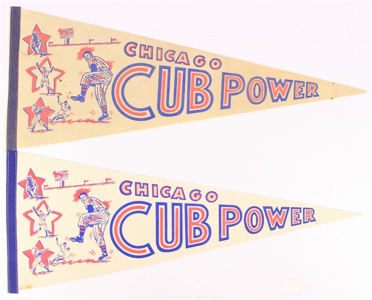 1969 Chicago Cubs Cub Power Full Size Pennants - Lot of 2