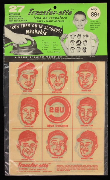 1964 Chicago Cubs MIB Transfer-ette Player Iron On Transfers