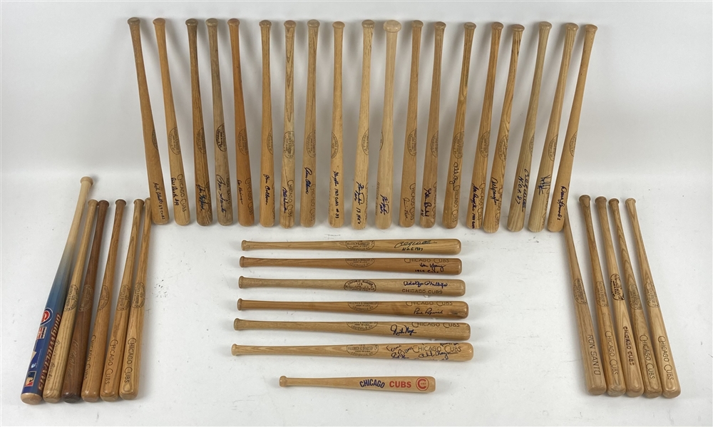 1960s-2000s Chicago Cubs Mini H&B Louisville Slugger Bat Collection - Lot of 38 w/ 25 Signed Including Ron Santo, Billy Williams, Fergie Jenkins & More (JSA)