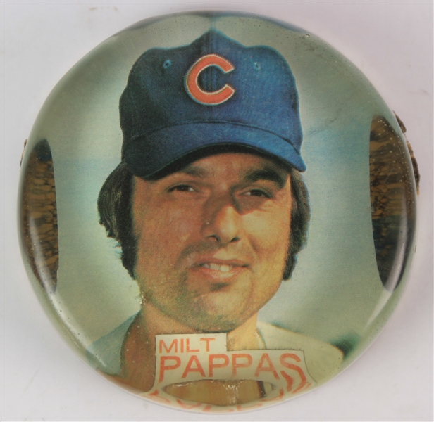 1970-73 Milt Pappas Chicago Cubs 2.75" Circular Paper Weight