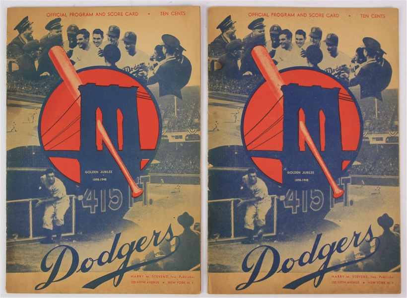 1948 Brooklyn Dodgers Ebbets Field Scored Game Programs - Lot of 2
