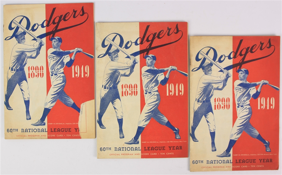 1949 Brooklyn Dodgers Ebbets Field Scored Game Programs - Lot of 3