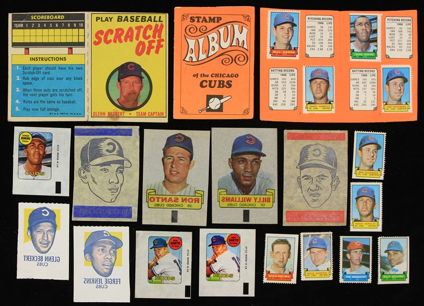 1960s-70s Chicago Cubs Stamp Albums Player Stamps & Iron On Transfers - Lot of 18