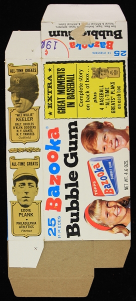 1969 Ty Cobb Three Finger Brown Wee Willie Keeler Eddie Plank Bazooka Bubble Gum Box