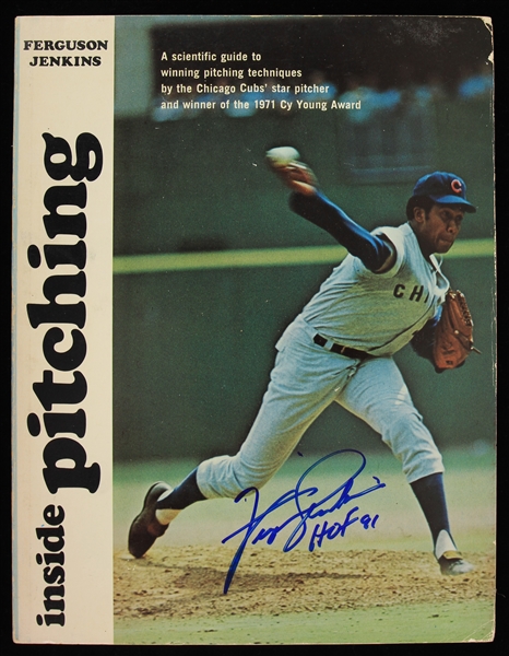 1972 Fergie Jenkins Chicago Cubs Signed Inside Pitching Book (JSA)