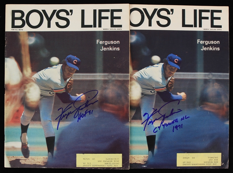 1973 Fergie Jenkins Chicago Cubs Signed Boys Life Magazines - Lot of 2 (JSA)