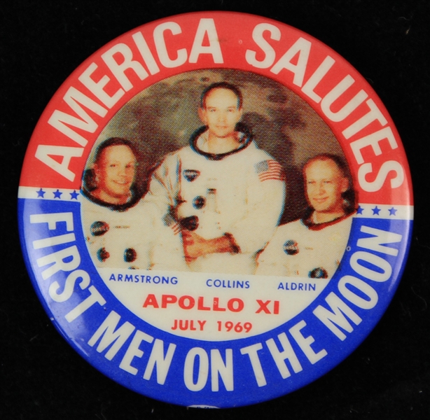 1969 Apollo XI America Salutes First Men On The Moon 1.75" Pinback Button