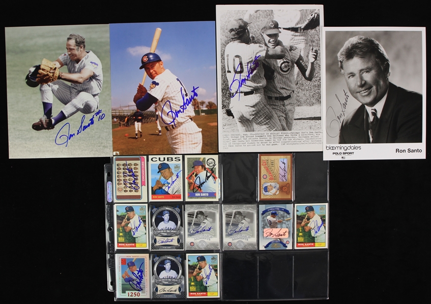 1960s-2000s Ron Santo Chicago Cubs Signed Photos & Trading Cards - Lot of 29