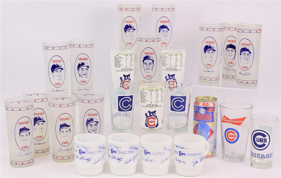 Chicago Cubs Signed Ernie Banks, Don Kessinger, Fergie Jenkins Team Player Glasses, Coffee Mugs, and more (Lot of 30+)(JSA)