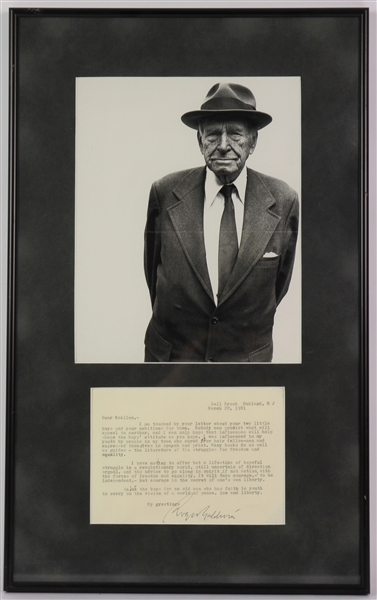 1981 Roger Baldwin ACLU Founder Signed Letter w/ Photo in 14x23 Frame 