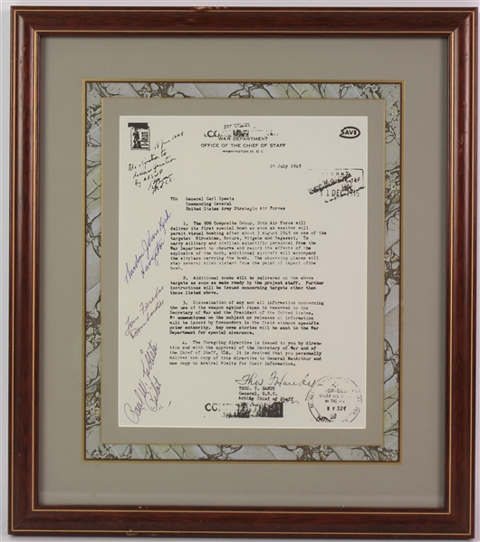 1945 Paul Tibbetts Signed Copy of Atomic Bomb Letter w/ 15x17 Frame (JSA)