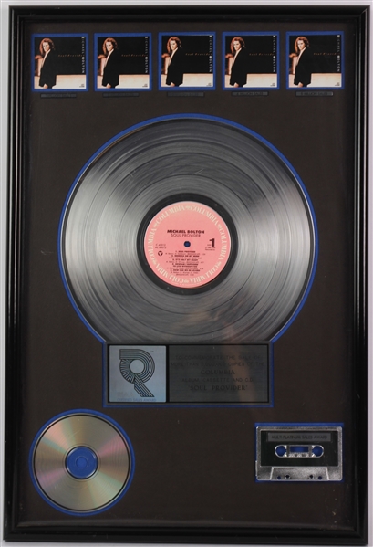 1989 Michael Bolton Commemorative Multi-Platinum Columbia Album, Cassette, & CD w/ 17x25 Frame 