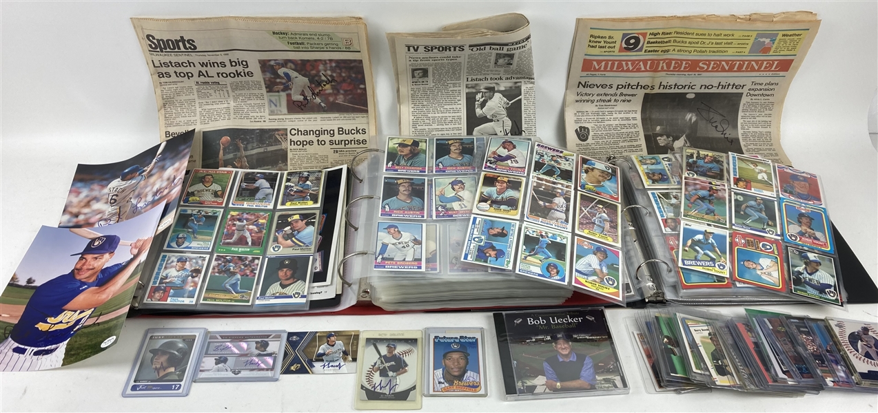 1980s-90s Milwaukee Brewers Trading Cards, Newspapers, Photos, & more (Lot of 200+)